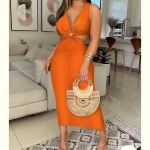 Orange Summer Cutout Dress